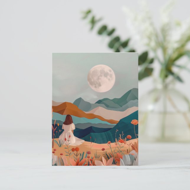 Boho Abstrakt Landschaft (21) Postkarte (Stehend Vorderseite)