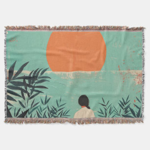 Boho Abstrakt Landschaft (22) Decke
