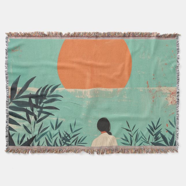 Boho Abstrakt Landschaft (22) Decke (Vorderseite)
