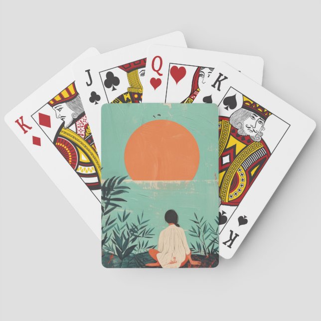 Boho Abstrakt Landschaft (22) Spielkarten (Rückseite)
