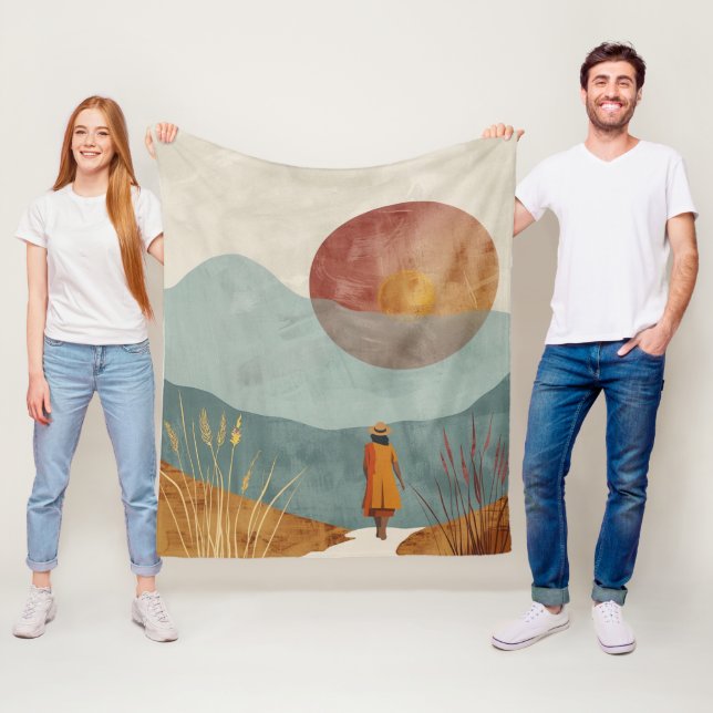 Boho Abstrakt Landschaft (23) Fleecedecke (Beispiel)