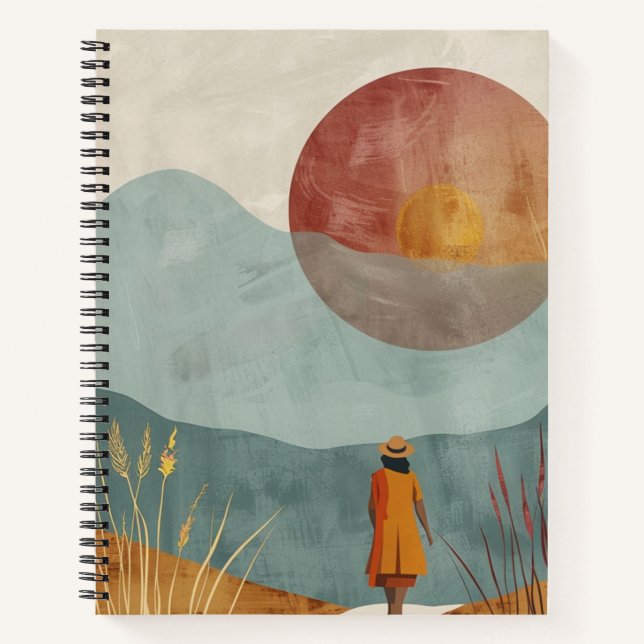 Boho Abstrakt Landschaft (23) Notizbuch (Vorderseite)