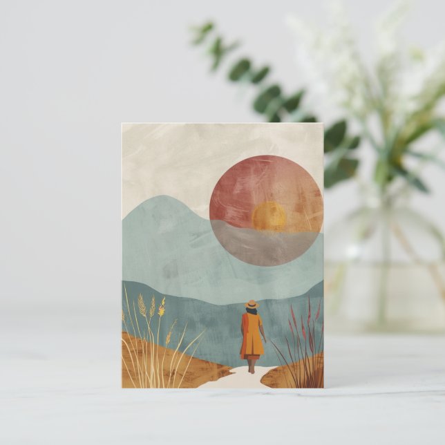 Boho Abstrakt Landschaft (23) Postkarte (Stehend Vorderseite)