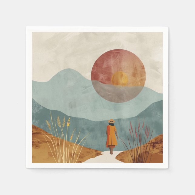 Boho Abstrakt Landschaft (23) Serviette (Vorderseite)