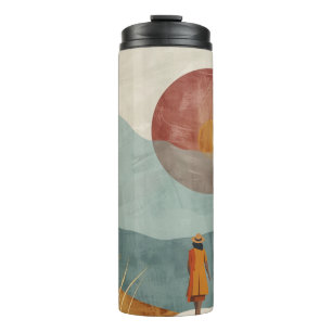 Boho Abstrakt Landschaft (23) Thermosbecher