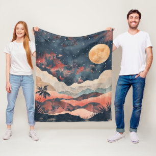 Boho Abstrakt Landschaft (24) Fleecedecke