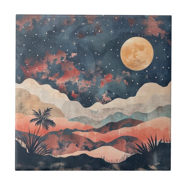 Boho Abstrakt Landschaft (24) Fliese (Vorderseite)