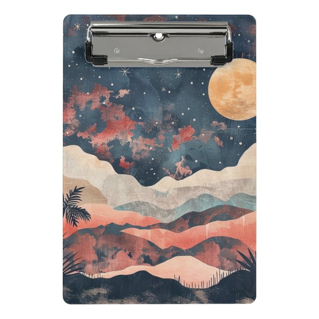 Boho Abstrakt Landschaft (24) Mini Klemmbrett (Vorderseite)