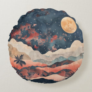 Boho Abstrakt Landschaft (24) Rundes Kissen