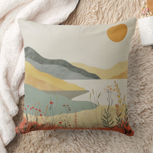 Boho Abstrakt Landschaft (25) Kissen (Decke)