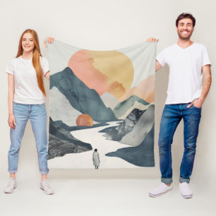 Boho Abstrakt Landschaft (2) Fleecedecke