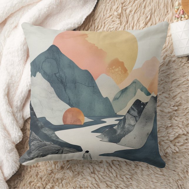 Boho Abstrakt Landschaft (2) Kissen (Decke)