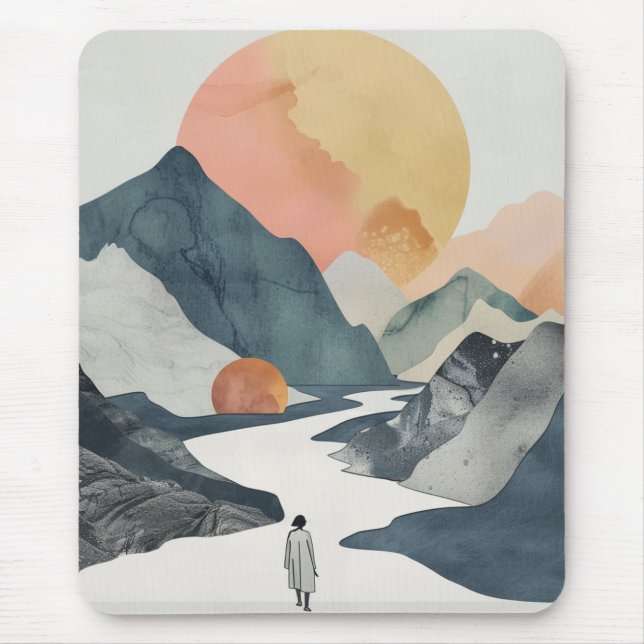Boho Abstrakt Landschaft (2) Mousepad (Vorne)