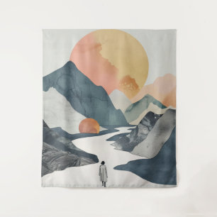 Boho Abstrakt Landschaft (2) Wandteppich
