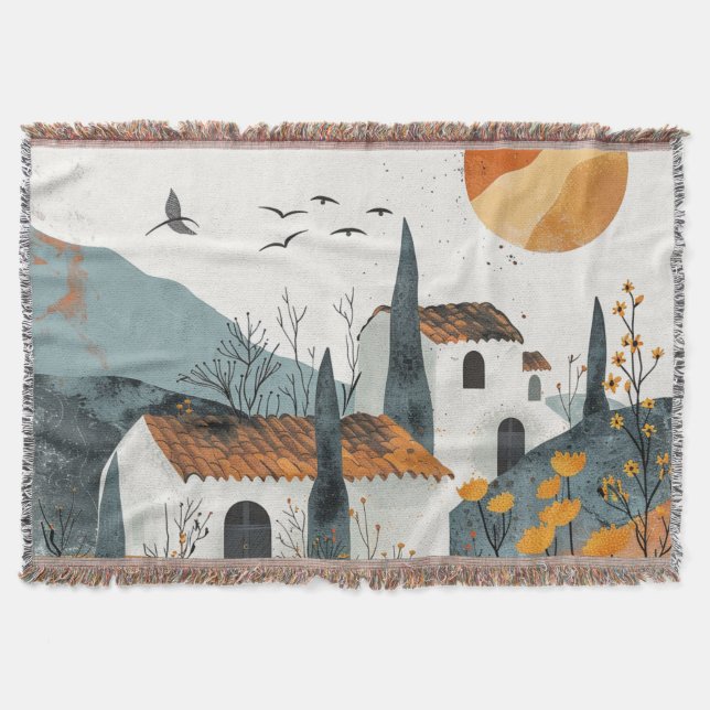 Boho Abstrakt Landschaft (4) Decke (Vorderseite)