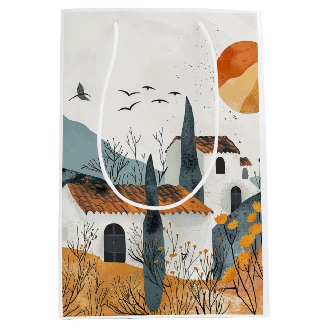 Boho Abstrakt Landschaft (4) Mittlere Geschenktüte (Vorderseite)