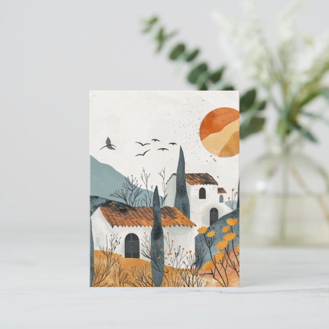 Boho Abstrakt Landschaft (4) Postkarte (Stehend Vorderseite)