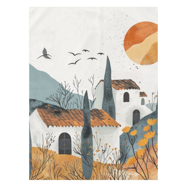 Boho Abstrakt Landschaft (4) Tischdecke (Vorderseite)