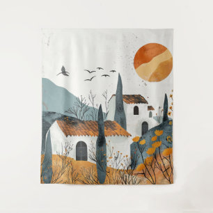 Boho Abstrakt Landschaft (4) Wandteppich