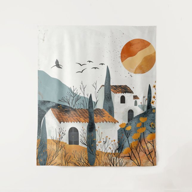Boho Abstrakt Landschaft (4) Wandteppich (Vorderseite)