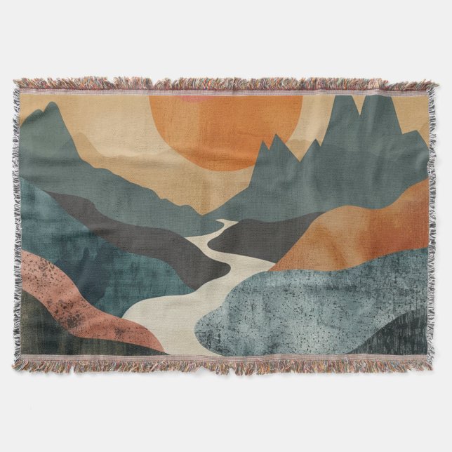 Boho Abstrakt Landschaft (5) Decke (Vorderseite)