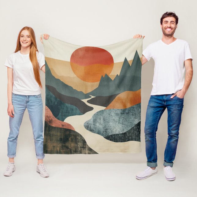 Boho Abstrakt Landschaft (5) Fleecedecke (Beispiel)