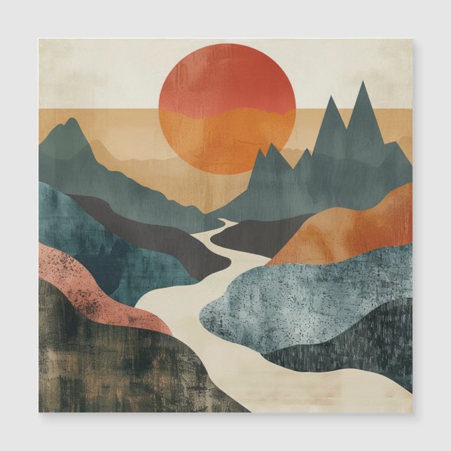 Boho Abstrakt Landschaft (5) Magnetkarte (Vorderseite)