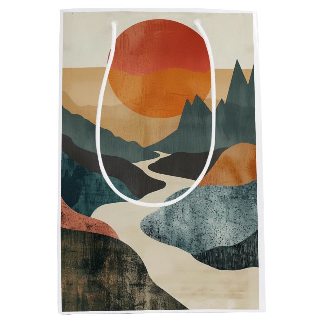 Boho Abstrakt Landschaft (5) Mittlere Geschenktüte (Vorderseite)