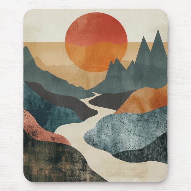 Boho Abstrakt Landschaft (5) Mousepad (Vorne)