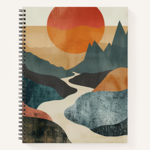 Boho Abstrakt Landschaft (5) Notizbuch