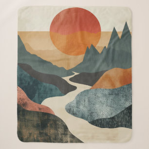 Boho Abstrakt Landschaft (5) Sherpadecke