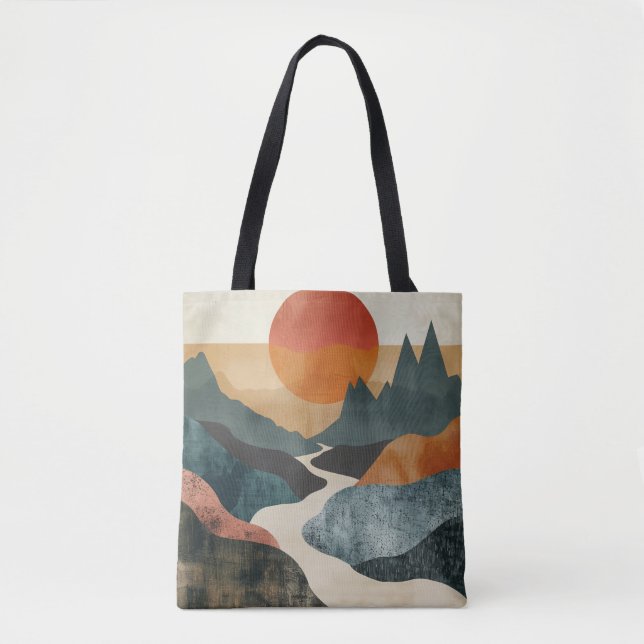 Boho Abstrakt Landschaft (5) Tasche (Vorderseite)