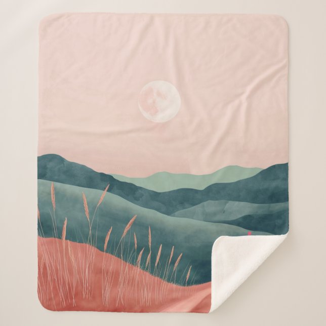Boho Abstrakt Landschaft (7) Sherpadecke (Vorderseite)