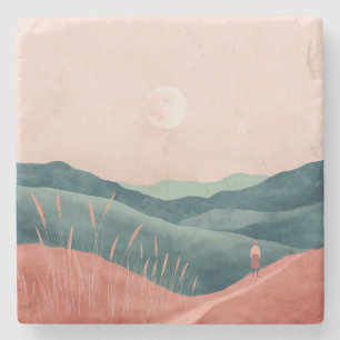 Boho Abstrakt Landschaft (7) Steinuntersetzer