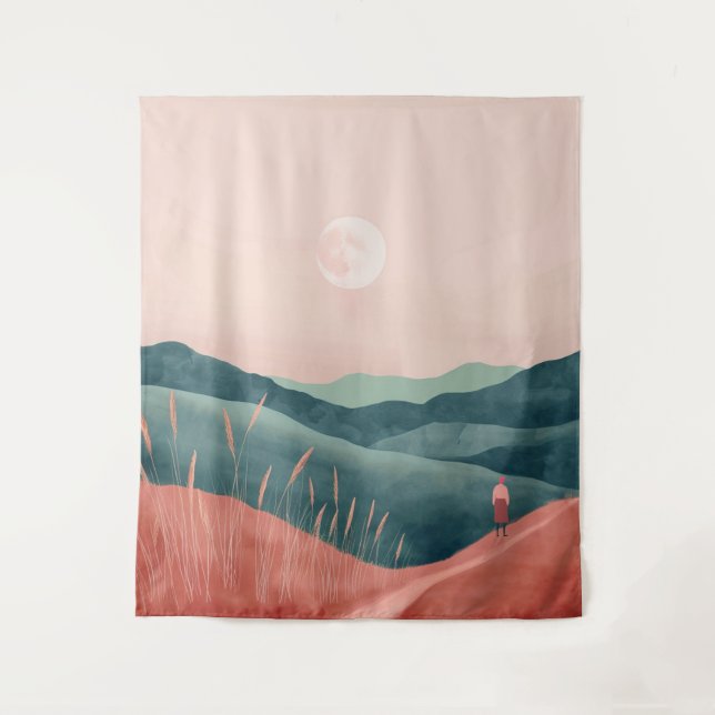 Boho Abstrakt Landschaft (7) Wandteppich (Vorderseite)