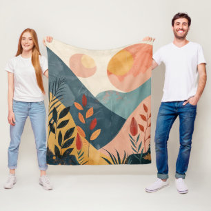 Boho Abstrakt Landschaft (8) Fleecedecke