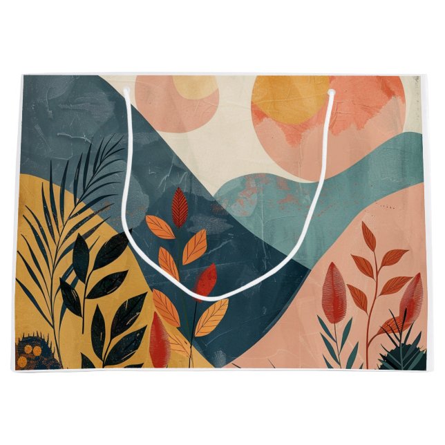 Boho Abstrakt Landschaft (8) Große Geschenktüte (Vorderseite)