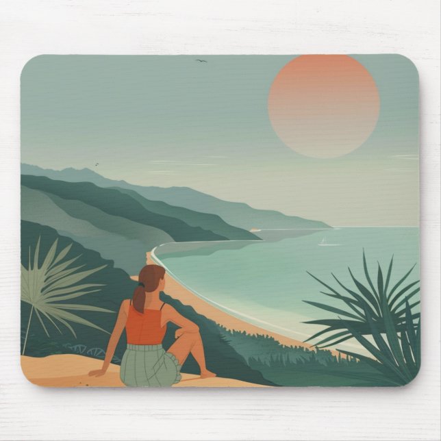 Boho Abstrakt Landschaft (9) Mousepad (Vorne)