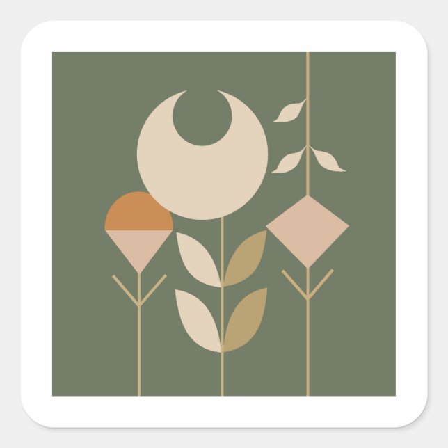 Boho Abstrakt Lily Quadratischer Aufkleber (Vorderseite)