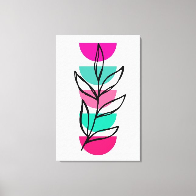 Boho Abstrakt Mitte Jahrhundert farbenfrohe Blüte Leinwanddruck (Vorderseite)