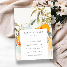 Boho Abstrakt Orange Garden Hochzeitssitze Tischnummer