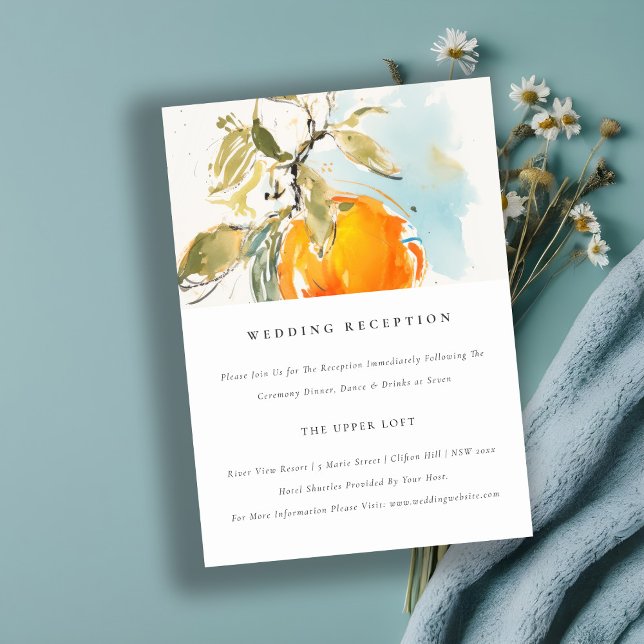 Boho Abstrakt Orange Garden Wedding Empfang Begleitkarte (Von Creator hochgeladen)