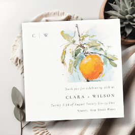 Boho Abstrakt Sketchy Orange Garden Wedding Serviette