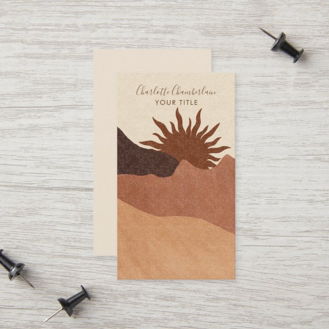 Boho Abstrakt Terracotta Desert Sun Sand Telefonnummerkarte (Vorderseite/Rückseite Beispiel)