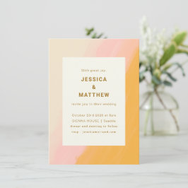 Boho Abstrakt Watercolor Pink Gelbe Hochzeit Einladung