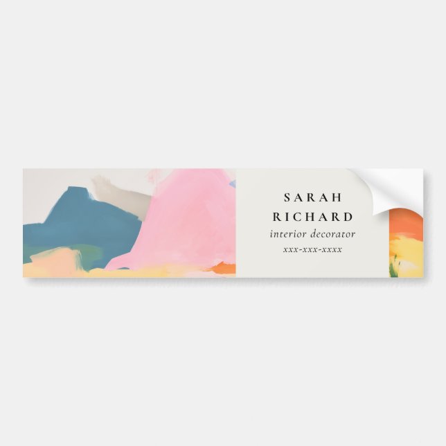 Boho-Abstrakte Berglandschaft Rosa Blau Orange Autoaufkleber (Vorne)