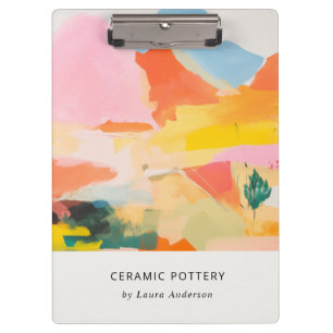 Boho-Abstrakte Berglandschaft Rosa Blau Orange Klemmbrett