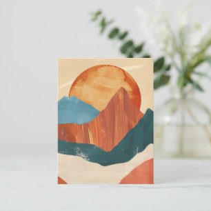 Boho Abstrakte Bergwelt mit Sonne Postkarte