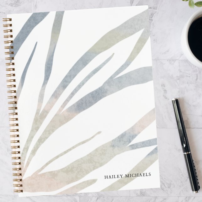 Boho Abstrakte Blätter mit Personalisiertem Namen Notizbuch (Von Creator hochgeladen)