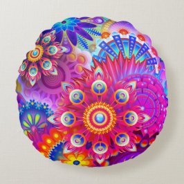 Boho abstrakte Blume Rundes Kissen